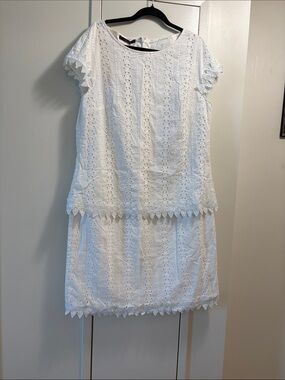 Laurel White Eyelet Lace Short Sleeve Dress - Classic Summer Style